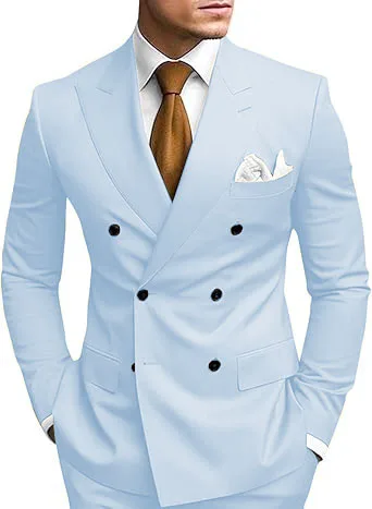 Man 2 Piece Outfit Set Double-breasted, Double-slit Suit for Wedding Dresses Stage Costume Graduation Casual Suit - Image 5