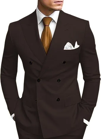 Man 2 Piece Outfit Set Double-breasted, Double-slit Suit for Wedding Dresses Stage Costume Graduation Casual Suit - Image 4