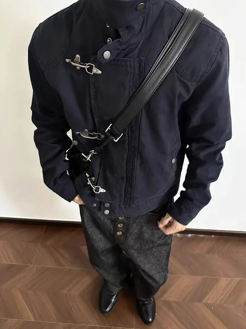 et Coat For Boys Mens Denim Embroidered Straight Hip Streetwear Youth Punk Rock Skatepark Rider Blue Soft Lined Casual Style - Image 2
