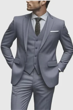 Elegant Men's 3pcs Suit- Slim Fit Tuxedo Set for Weddings& Formal Occasions Perfect for Office Meetings and Elegant Events