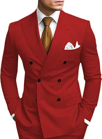 Man 2 Piece Outfit Set Double-breasted, Double-slit Suit for Wedding Dresses Stage Costume Graduation Casual Suit - Image 3