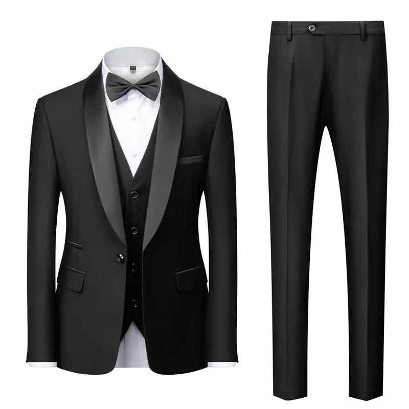 Men's Casual Business Have Smoking Suit High End Brand Boutique Fashion Blazer Vest Pants Groom Wedding Dress Party Suit - Image 2