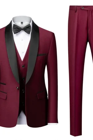 Men's Casual Business Have Smoking Suit High End Brand Boutique Fashion Blazer Vest Pants Groom Wedding Dress Party Suit