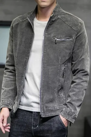 Autumn Denim Jacket Men Vintage Casual Cotton Stand Collar Jean Outwear Male Slim Streetwear Denim Coats Motorcycles Zipper Tops
