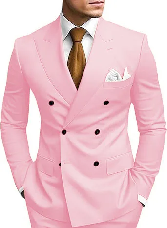 Man 2 Piece Outfit Set Double-breasted, Double-slit Suit for Wedding Dresses Stage Costume Graduation Casual Suit - Image 2