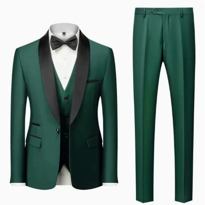 Men's Casual Business Have Smoking Suit High End Brand Boutique Fashion Blazer Vest Pants Groom Wedding Dress Party Suit - Image 6