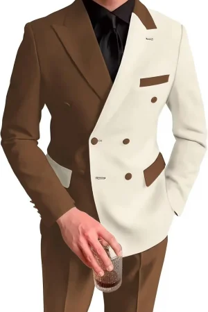Men's Double Breasted Suit Slim Fit Wedding Homecoming Blazer Pants Outfit