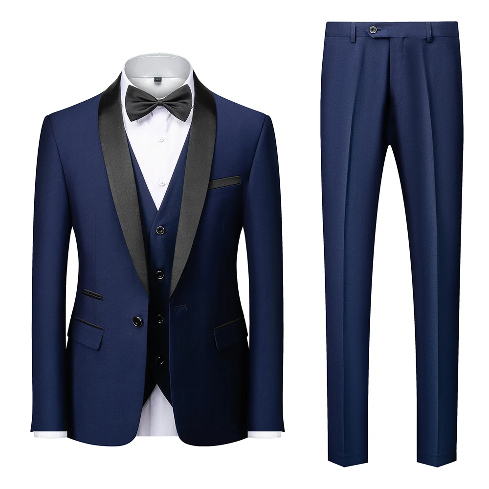 Men's Casual Business Have Smoking Suit High End Brand Boutique Fashion Blazer Vest Pants Groom Wedding Dress Party Suit - Image 3