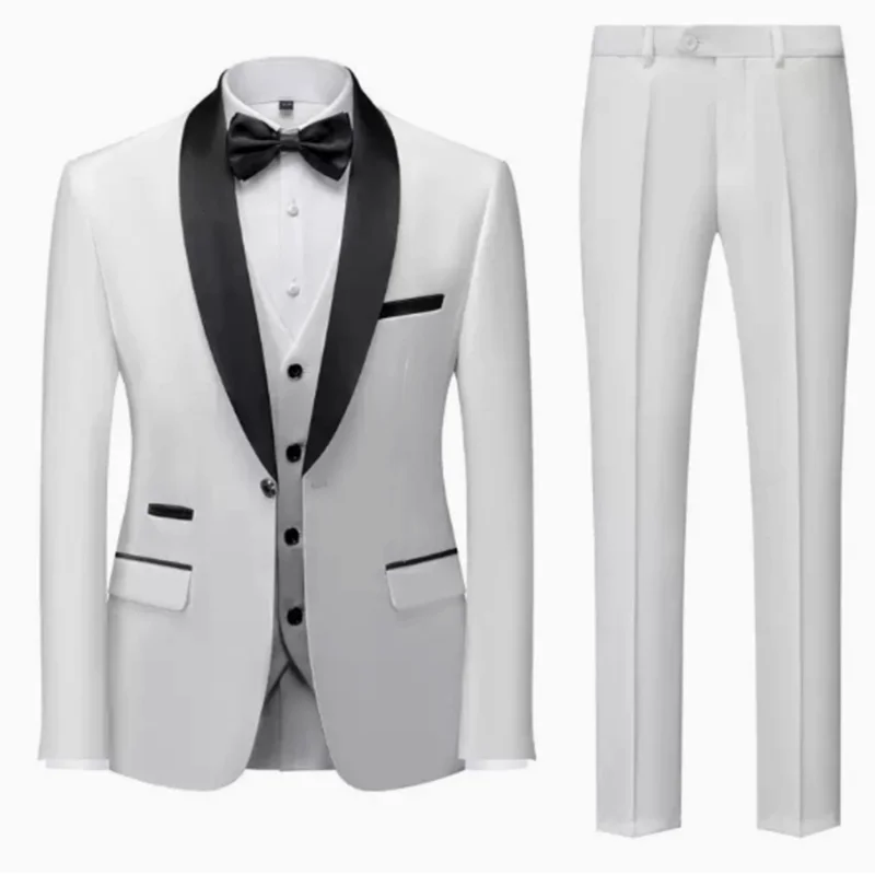 Men's Casual Business Have Smoking Suit High End Brand Boutique Fashion Blazer Vest Pants Groom Wedding Dress Party Suit - Image 4