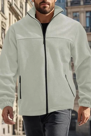 2025 New Men's Fleece Jacket Thermal Warm Polar Fleece Coat Winter Autumn Spring Outdoor Zipper Stand Collar Windproof