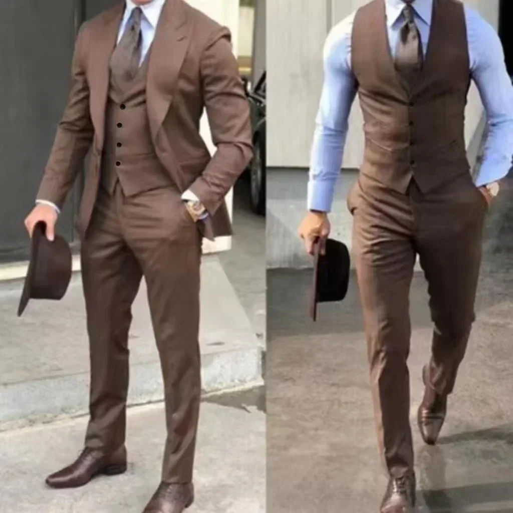 Men's Suits Slim Fit Wedding Peak Lapel Tuxedo Slim Fit 3-Pieces Blazer Pant Vest Suit High Quality Tuxedos for Wedding Business - Image 6