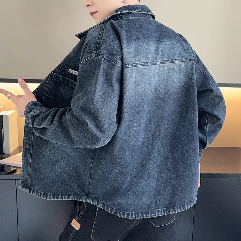 High-quality men's fashionable, stylish, casual, trendy business-style denim shirt and youth-oriented denim jacket coat - Image 3