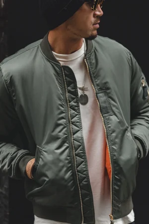 Maden MA1 Pilot Cotton Jacket Thickened Baseball Jacket Warm Padding Flight Coat Winter Brand Men's Clothing Green