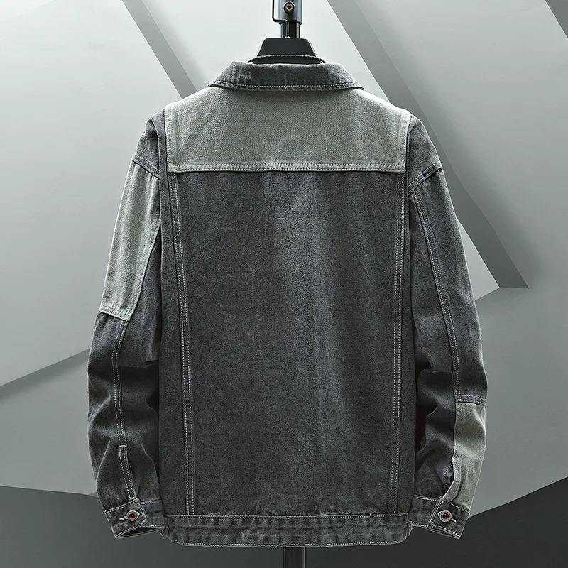 Casual Men's Cotton Denim Jackets Spring Autumn Hip Hop Streetwear Loose Patchwork Jeans Coats Cowboy Plus Size 5XL Top Clothing - Image 4