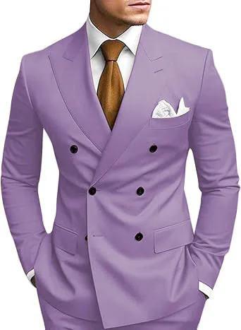 Man 2 Piece Outfit Set Double-breasted, Double-slit Suit for Wedding Dresses Stage Costume Graduation Casual Suit - Image 6