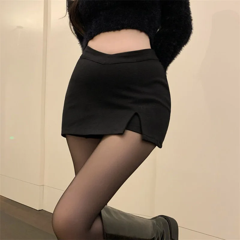 Black Split Mini Skirts Women Summer Sexy Club High Waist Slit Skirt Streetwear Korean Party Fashion Irregular Slim A Line Skirt - Image 2