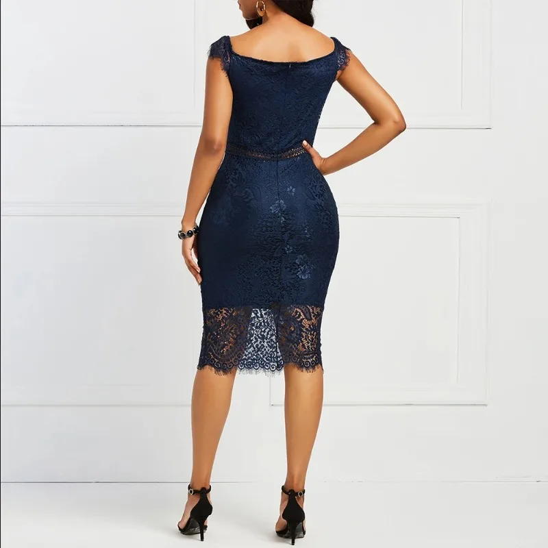 Elegant Lace Evening Wedding Party Dress for Women Sexy Hollow Out Office Ladies Bodycon Dresses Fashion Birthday Club Vestidos - Image 4