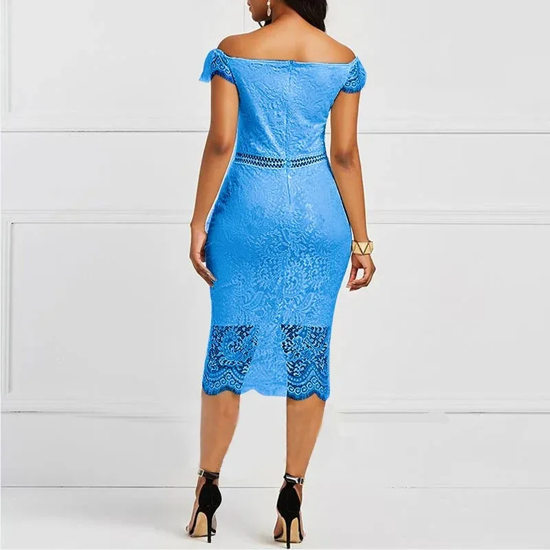 Elegant Lace Evening Wedding Party Dress for Women Sexy Hollow Out Office Ladies Bodycon Dresses Fashion Birthday Club Vestidos - Image 2
