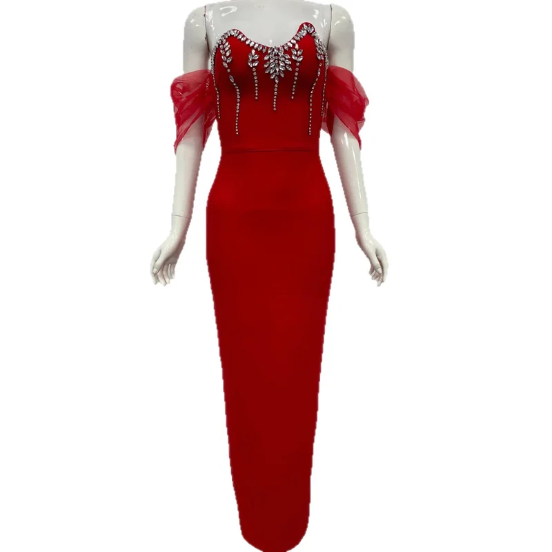 2026 Sexy Strapless Rhinestone Embellished Bandage Dress Women Luxury Party Nightclub Dress - Image 5