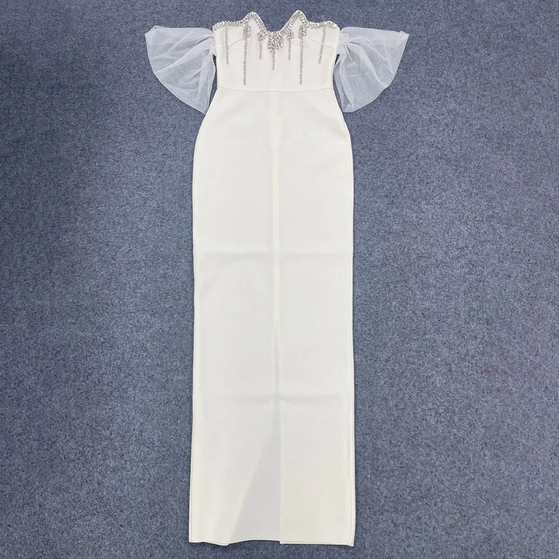 2026 Sexy Strapless Rhinestone Embellished Bandage Dress Women Luxury Party Nightclub Dress - Image 3